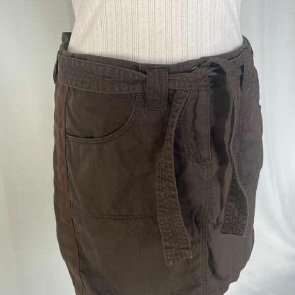 Cargo Mini Skirt Size 10 Brown Tie Belt Cotton Y2K Fairy Grunge Gorp Core Casual - Picture 3 of 11